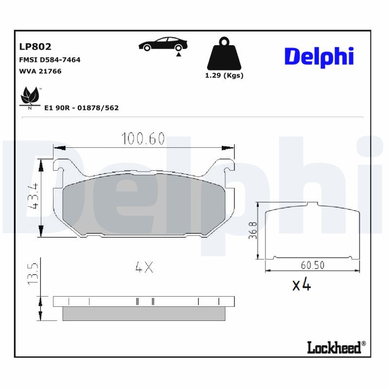 LP802 Delphi Гальмівні колодки до дисків