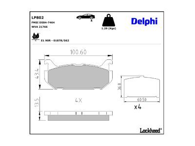 LP802 Delphi Гальмівні колодки до дисків