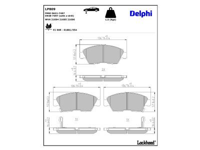 LP809 Delphi Гальмівні колодки до дисків