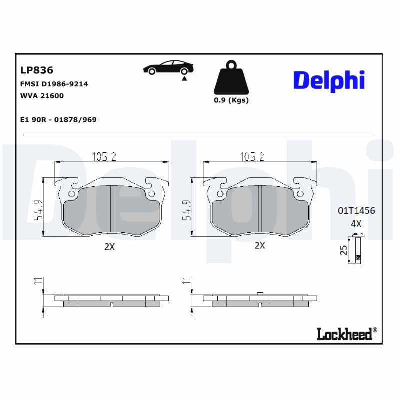 LP836 Delphi Гальмівні колодки до дисків