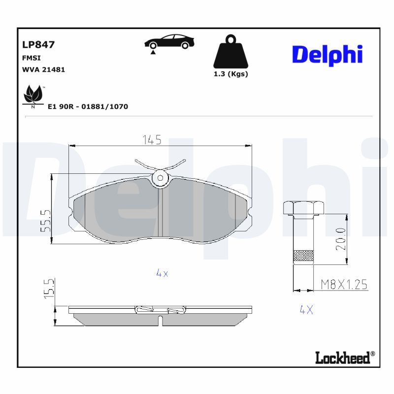 LP847 Delphi Гальмівні колодки до дисків (з болтами)
