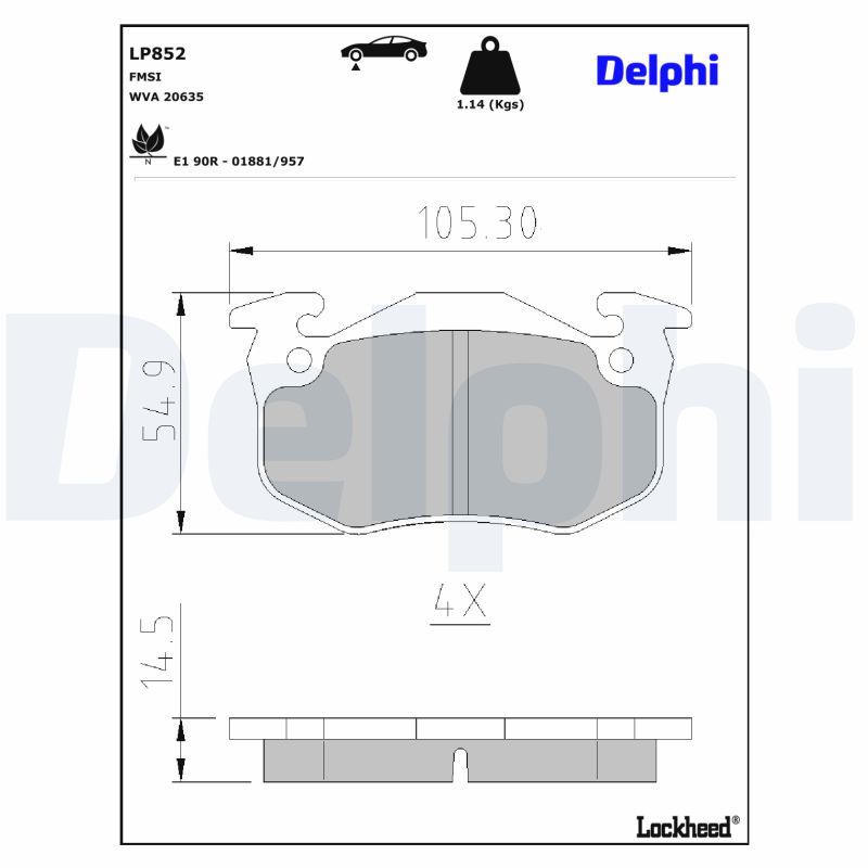 LP852 Delphi Гальмівні колодки до дисків