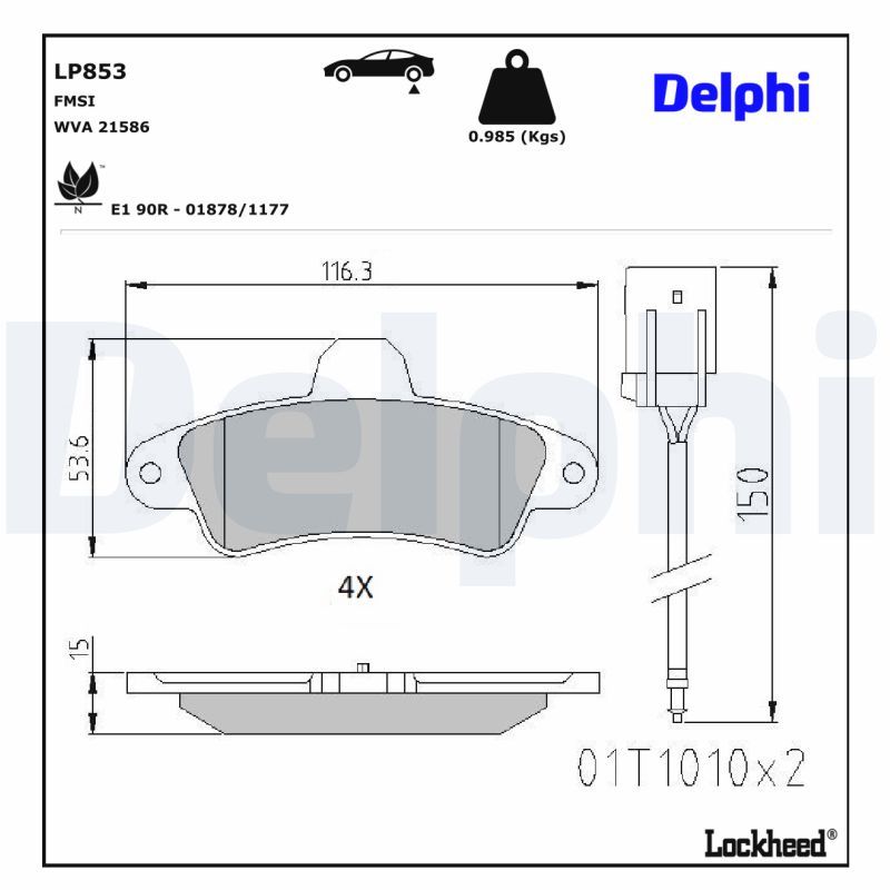 LP853 Delphi Гальмівні колодки до дисків