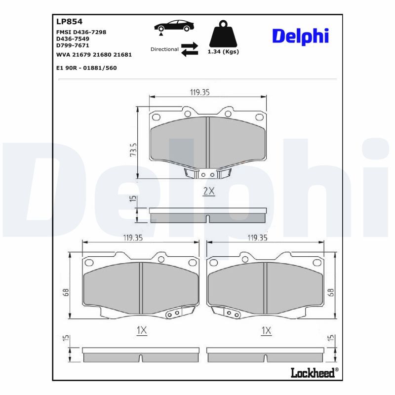 LP854 Delphi Гальмівні колодки до дисків