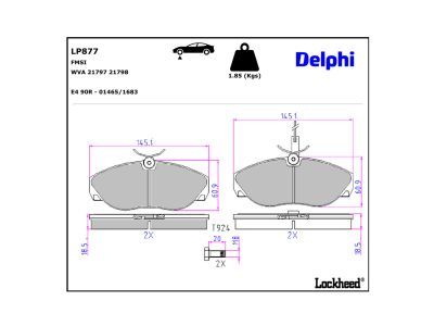 LP877 Delphi Гальмівні колодки до дисків (з болтами)