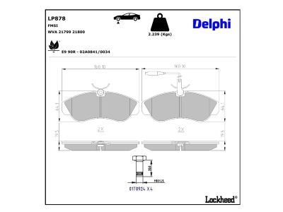 LP878 Delphi Гальмівні колодки до дисків (з болтами)