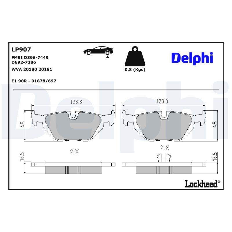 LP907 Delphi Гальмівні колодки до дисків