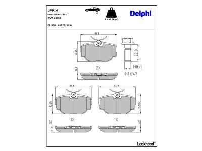 LP914 Delphi Гальмівні колодки до дисків (з болтами)