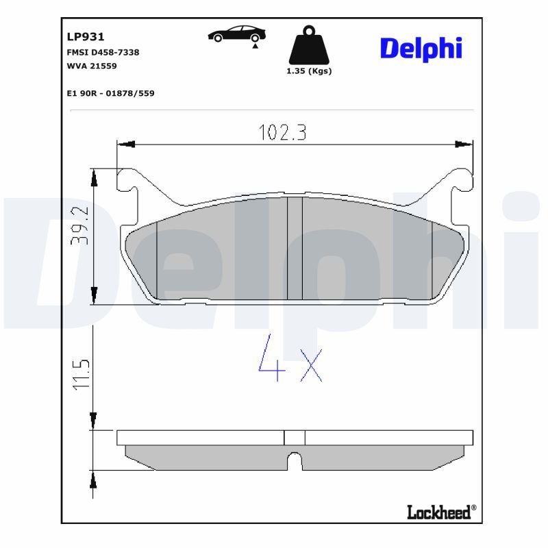 LP931 Delphi Гальмівні колодки до дисків
