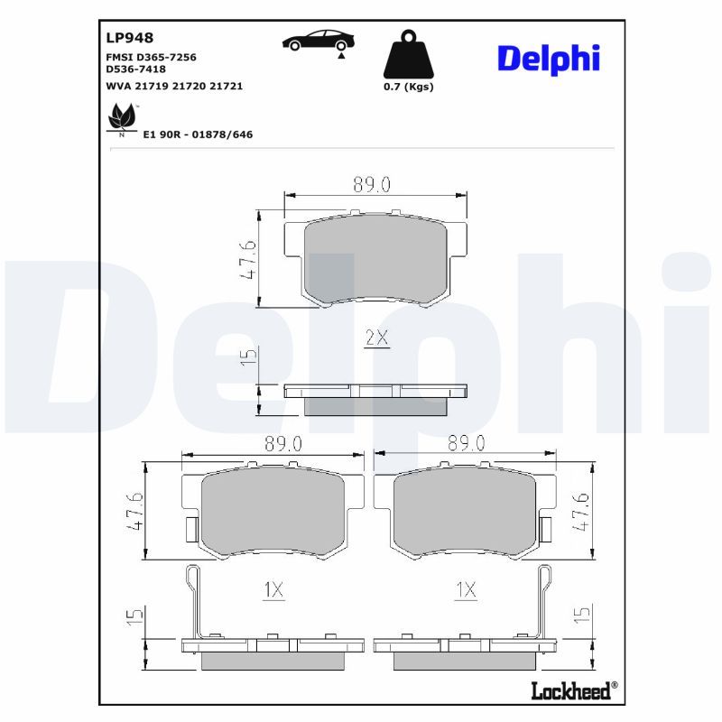 LP948 Delphi Гальмівні колодки до дисків