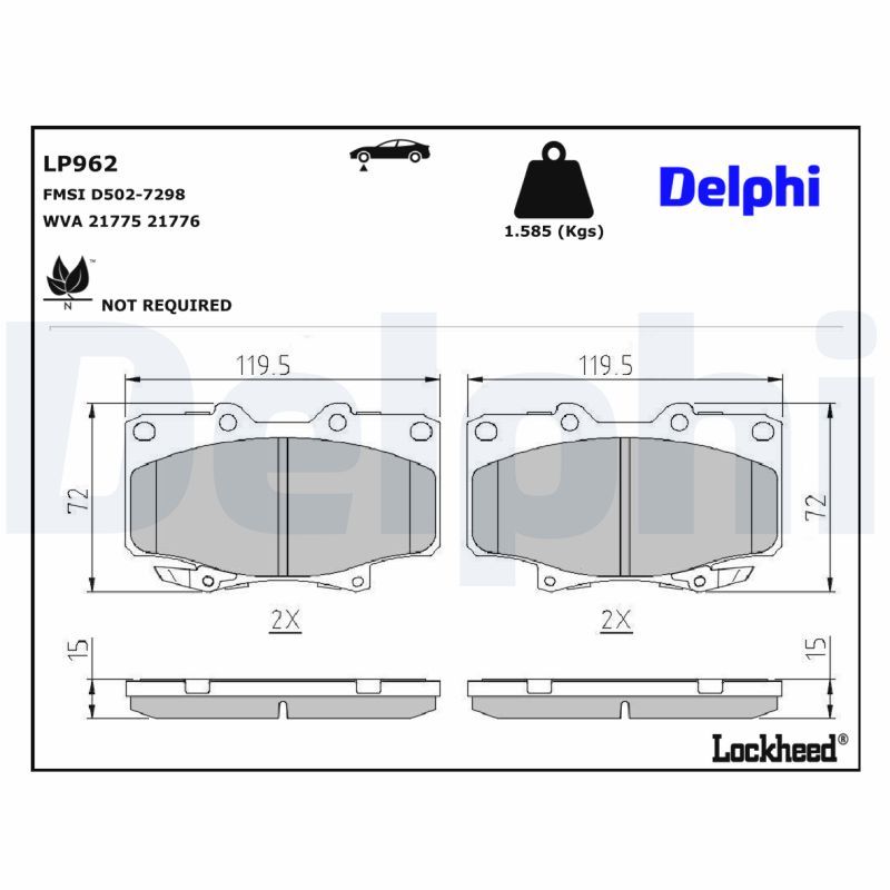 LP962 Delphi Гальмівні колодки до дисків