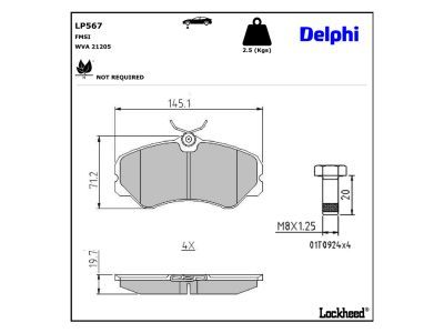 LP986 Delphi Гальмівні колодки до дисків (з болтами)