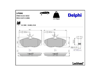LP986 Delphi Гальмівні колодки до дисків (з болтами)