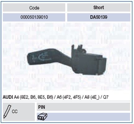 Magneti Marelli 000050139010 Перемикач на рульовій колонці