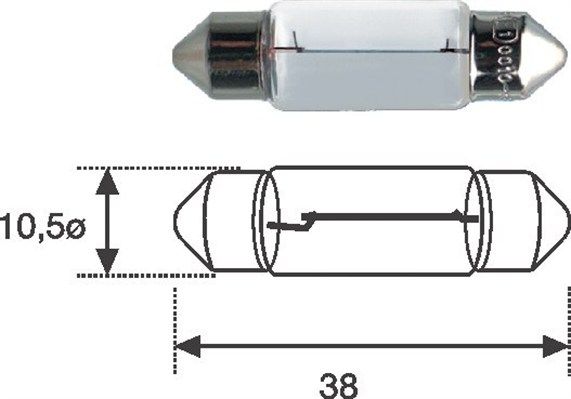 Magneti Marelli 009461100000 Автолампа C10W 12V 10W SV8.5-8 Standard (L=38/d=10.5) (C10W 12V)