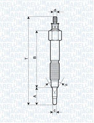 Magneti Marelli 062900093304 Свічка розжарювання Nissan Primera/Sunny 2.0 D 90-01 (UC63A)