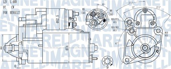 Magneti Marelli 063720784010 Стартер Renault Kangoo 1.9 dTi 97- (1.4kw) (z=9)