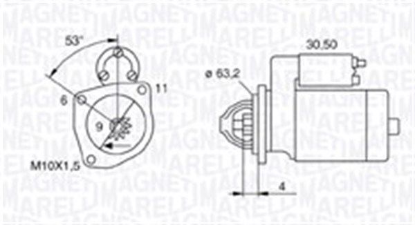 Magneti Marelli 063721057010 Стартер Renault Clio/Kangoo/Laguna/Megane 1.9D 96-/Dacia Logan/Sandero