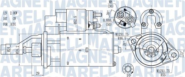 Magneti Marelli 063721114010 Стартер Audi A4/A6/A8 2.5 TDI 97-06 (2kw) (z=10)