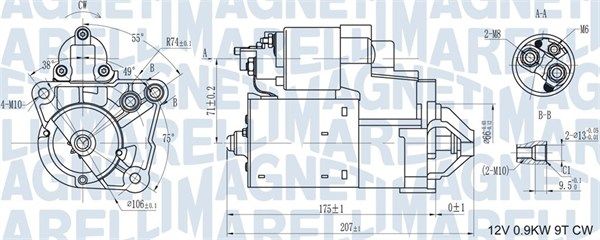 Magneti Marelli 063721179010 Стартер Renault Megane I 1.4/1.8/2.0 99-03 (0.9kw) (z=9)
