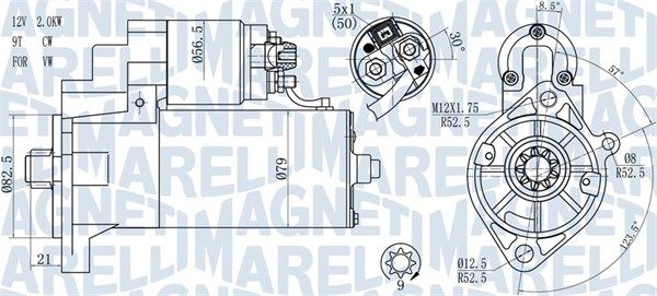 Magneti Marelli 063721187010 Стартер VW LT 2.5D 99-06 (2kw) (z=9)