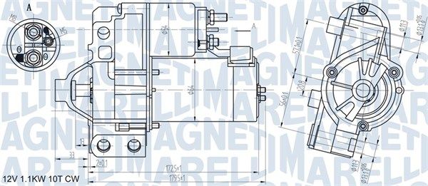 Magneti Marelli 063721290010 Стартер Citroen C5/C6/C8/Peugeot 406/407/607 00- (1kw) (z=10)