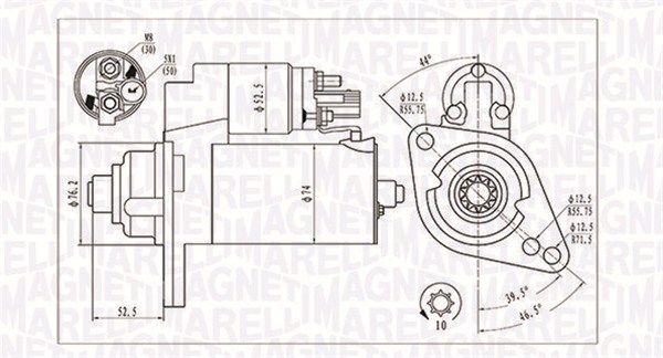 Magneti Marelli 063721293010 Стартер VW Caddy/T5 1.9TDI 03- (2kw) (z=10)
