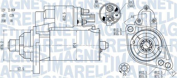 Magneti Marelli 063721397010 Стартер VW Caddy III 2.0 SDI 04-10 (1,7kw) (z=10)