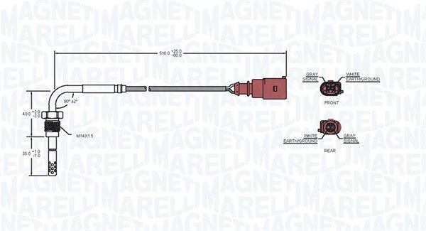 Magneti Marelli 172000019010 Датчик, температура відпрацьованих газів