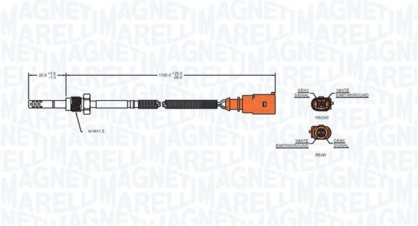 Magneti Marelli 172000097010 Датчик, температура відпрацьованих газів