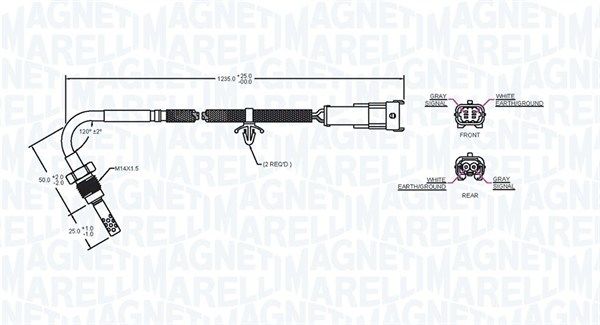 Magneti Marelli 172000127010 Датчик, температура відпрацьованих газів