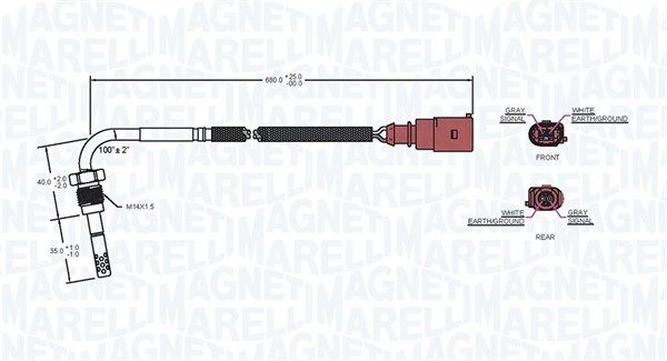Magneti Marelli 172000137010 Датчик, температура відпрацьованих газів