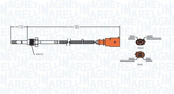 Magneti Marelli 172000157010 Датчик, температура відпрацьованих газів