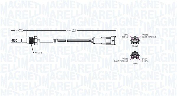 Magneti Marelli 172000159010 Датчик, температура відпрацьованих газів