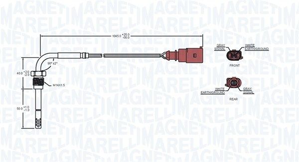 Magneti Marelli 172000165010 Датчик, температура відпрацьованих газів