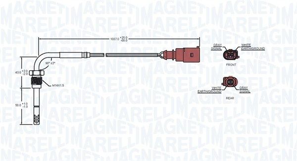 Magneti Marelli 172000175010 Датчик, температура відпрацьованих газів