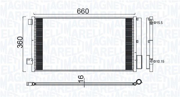 Magneti Marelli 350203100400 Радіатор кондиціонера Jeep Renegade 2016 - (вир-во Magneti Marelli)
