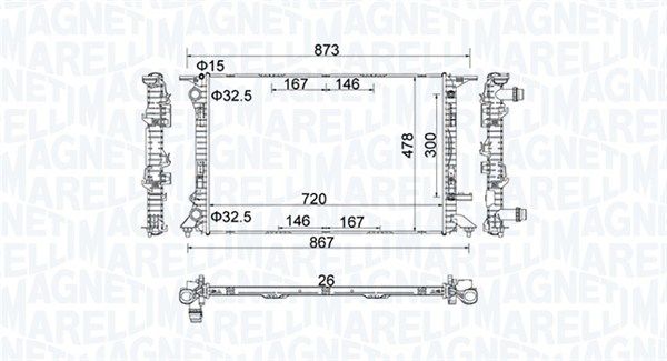 Magneti Marelli 350213152100 Радіатор, система охолодження двигуна
