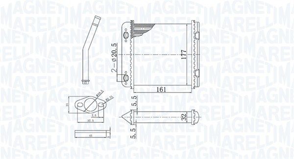 Magneti Marelli 350218408000 Радіатор пічки Opel Astra F/G 91-05 /Vectra A -95 (BR408)